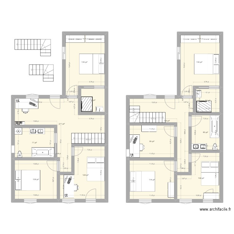 Projet Maison. Plan de 13 pièces et 130 m2