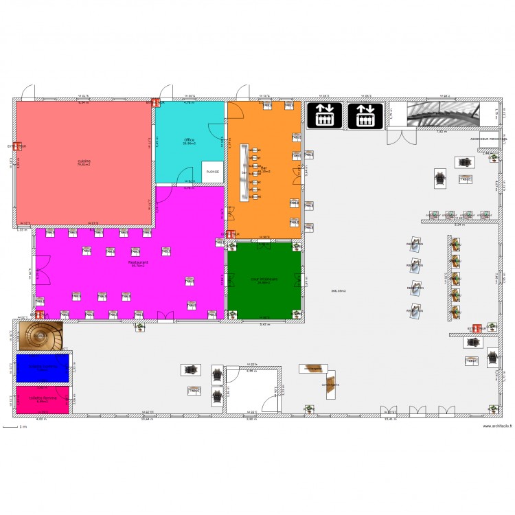 plan RDC hotel . Plan de 0 pièce et 0 m2