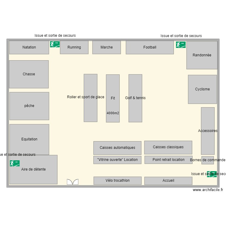 decathlon. Plan de 0 pièce et 0 m2