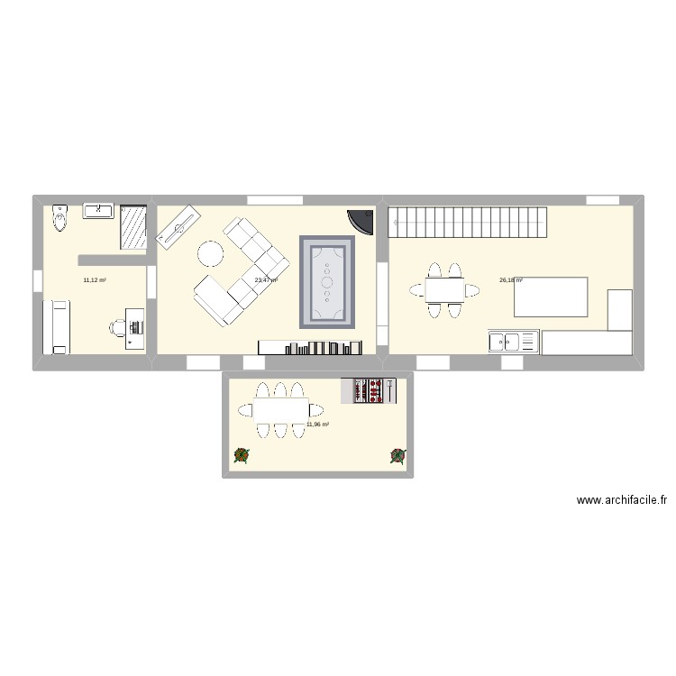 maison. Plan de 4 pièces et 73 m2