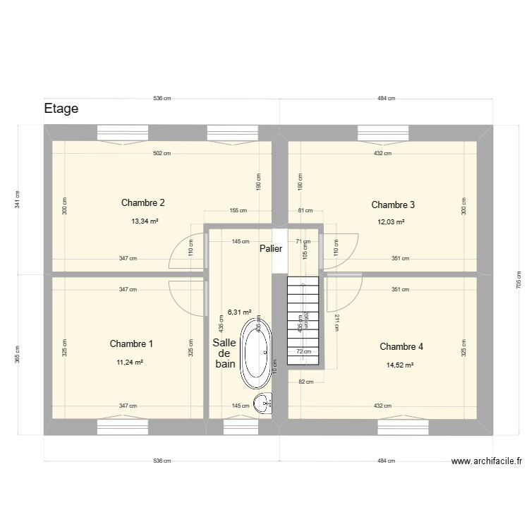 Bergère étage. Plan de 0 pièce et 0 m2