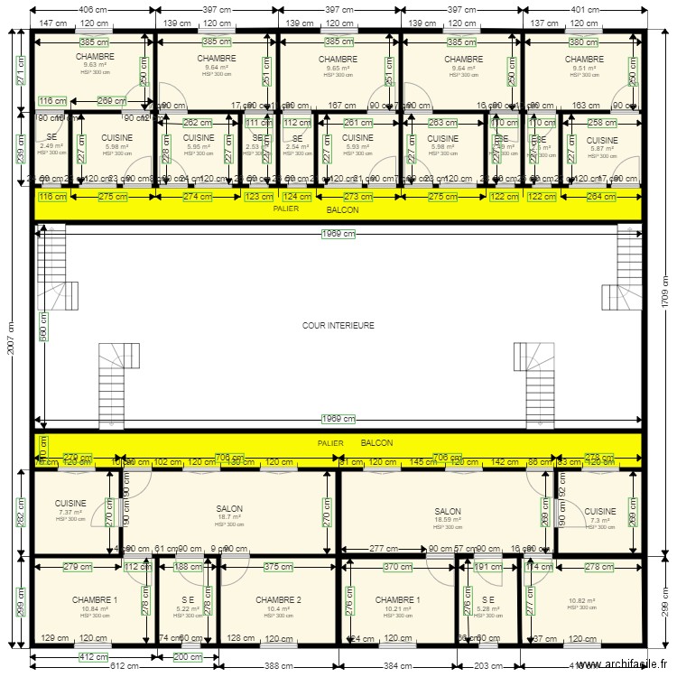 PLAN 3 COMPLEXE IMMOBILIER ETAGE R1. Plan de 28 pièces et 367 m2