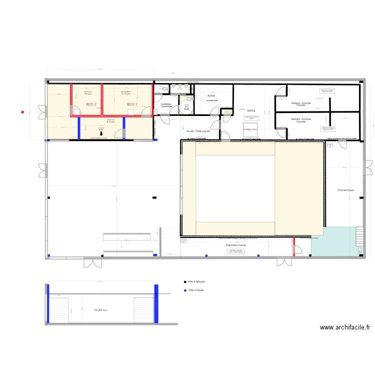 BOX 2. Plan de 9 pièces et 134 m2