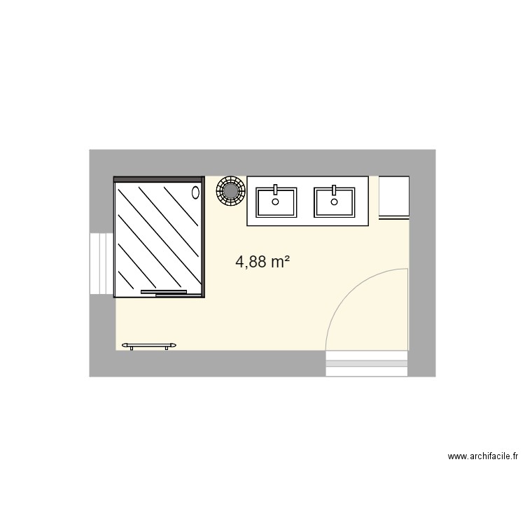 SALLE DE BAIN - Plan 1 pièce 5 m2 dessiné par BOBSDB