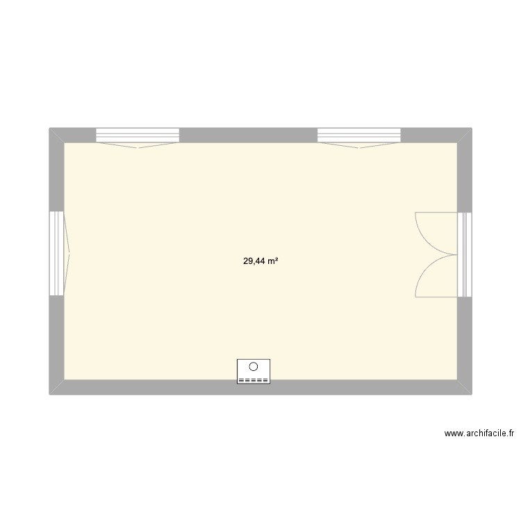 pièce de vie . Plan de 1 pièce et 29 m2