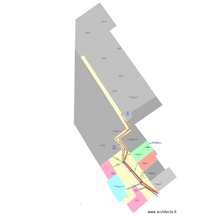 Cour cadastre canalisations. Plan de 0 pièce et 0 m2