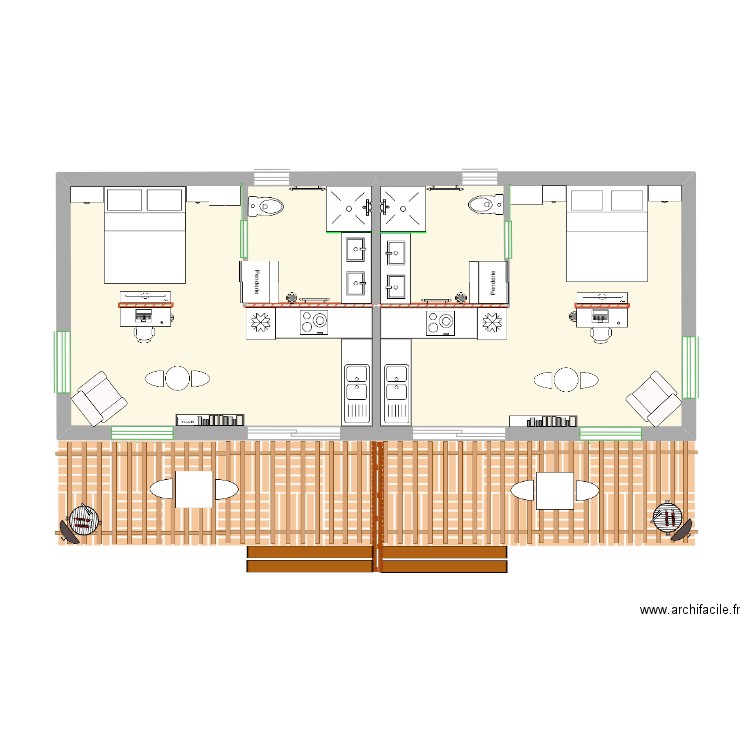 Airbnb 28m²  X2. Plan de 1 pièce et 55 m2