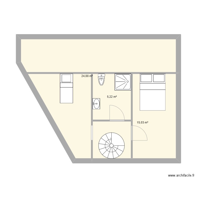 jean . Plan de 3 pièces et 45 m2