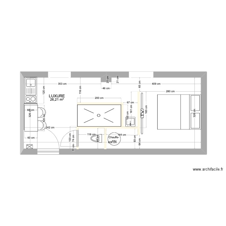  VAISE. Plan de 1 pièce et 26 m2