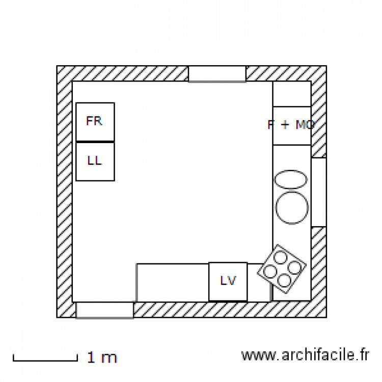 Cuisine. Plan de 0 pièce et 0 m2