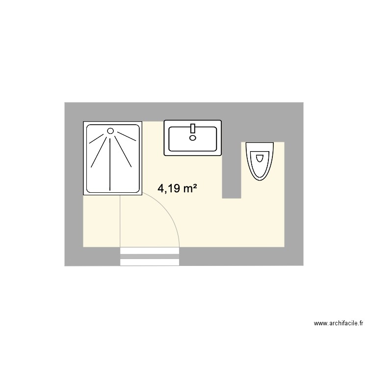 salle de douche - Plan 1 pièce 4 m2 dessiné par fnak