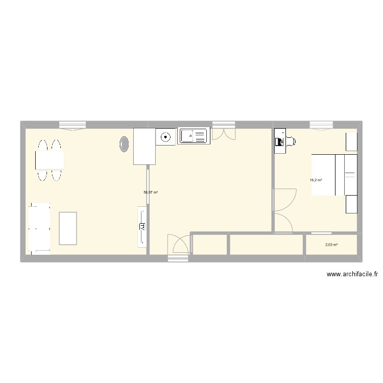 2TNE1 shahzad yawar. Plan de 3 pièces et 77 m2