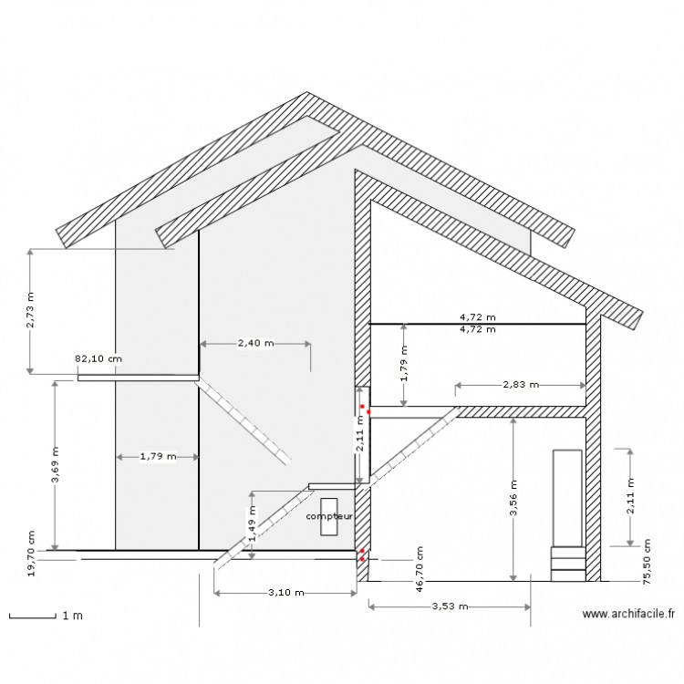 Coupe projet. Plan de 0 pièce et 0 m2