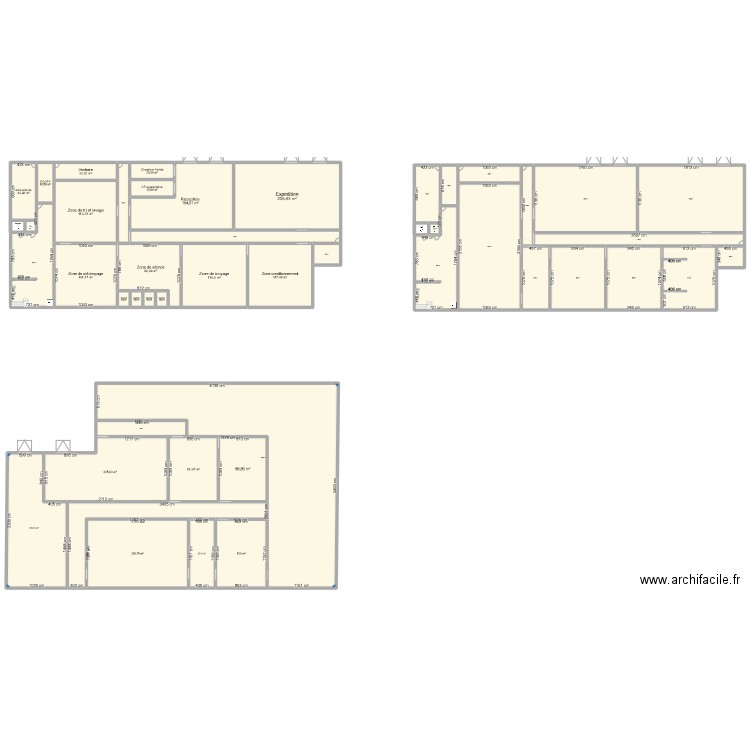 Essai 3. Plan de 46 pièces et 4314 m2