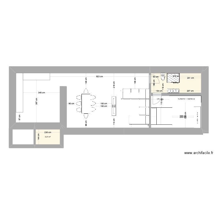 johanautre. Plan de 2 pièces et 12 m2