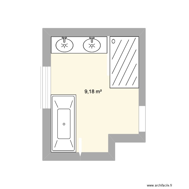 salle de bain - Plan 1 pièce 9 m2 dessiné par carole30