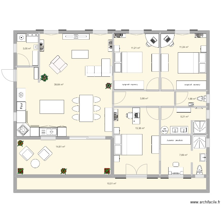 110M 2. Plan de 11 pièces et 122 m2