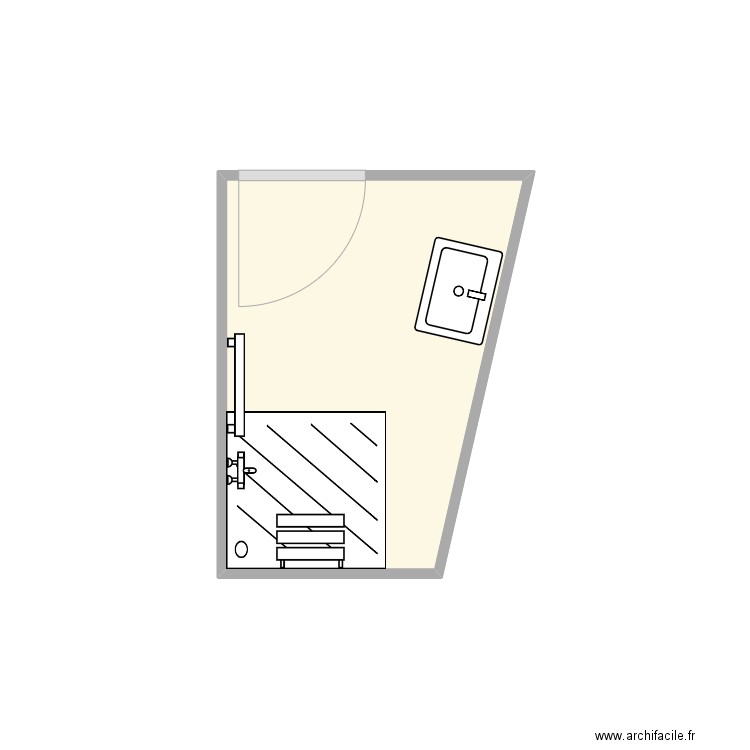 sdb2. Plan de 1 pièce et 3 m2