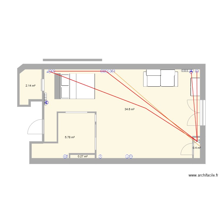 Studio. Plan de 0 pièce et 0 m2