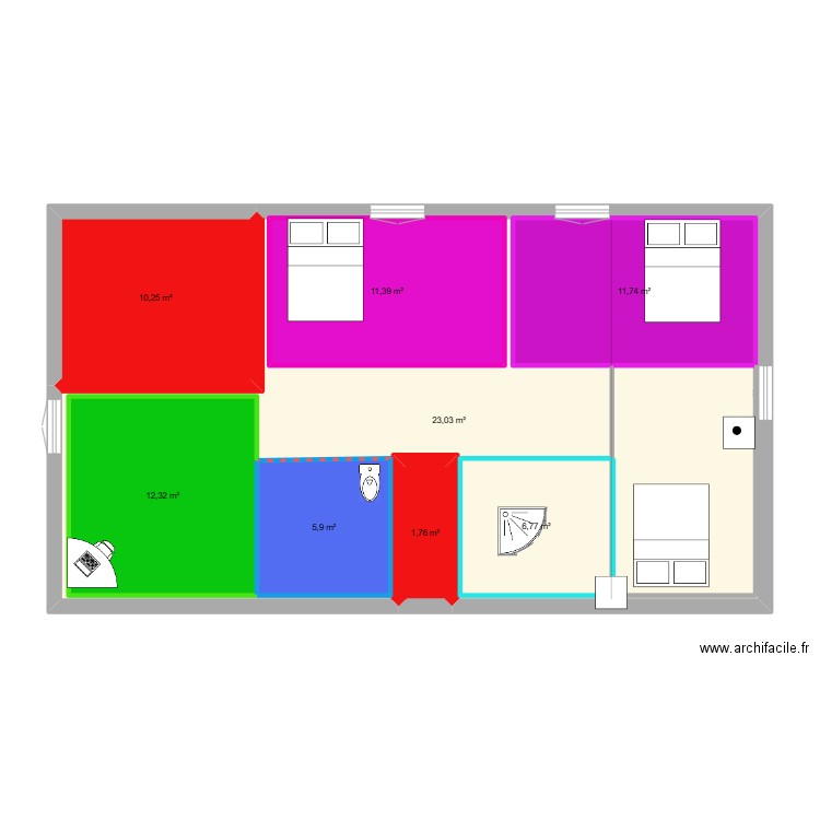 etage2. Plan de 8 pièces et 135 m2