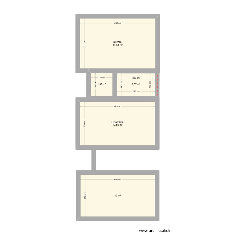 Plan Nvle maison. Plan de 5 pièces et 44 m2