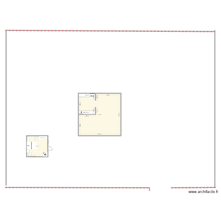 CABANES. Plan de 2 pièces et 79 m2