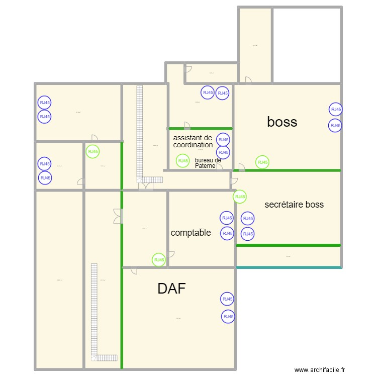 pacaci 1ier etage. Plan de 16 pièces et 1451 m2