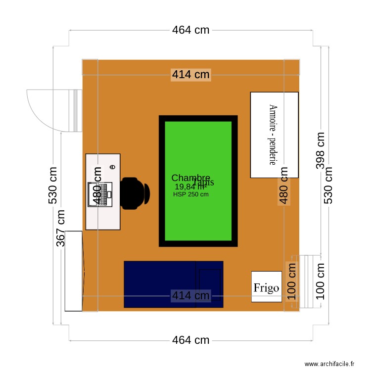 vwefqdgwefryjw. Plan de 1 pièce et 20 m2