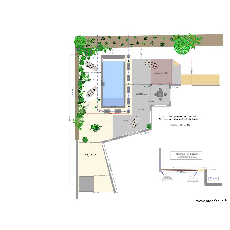 Piscine Dalle Empierrement. Plan de 0 pièce et 0 m2