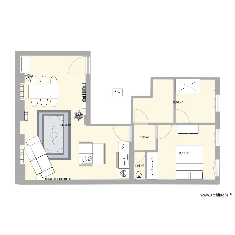 rymond. Plan de 5 pièces et 60 m2