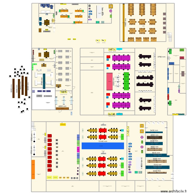 Plan final - TAGE 2 - V2. Plan de 39 pièces et 3711 m2