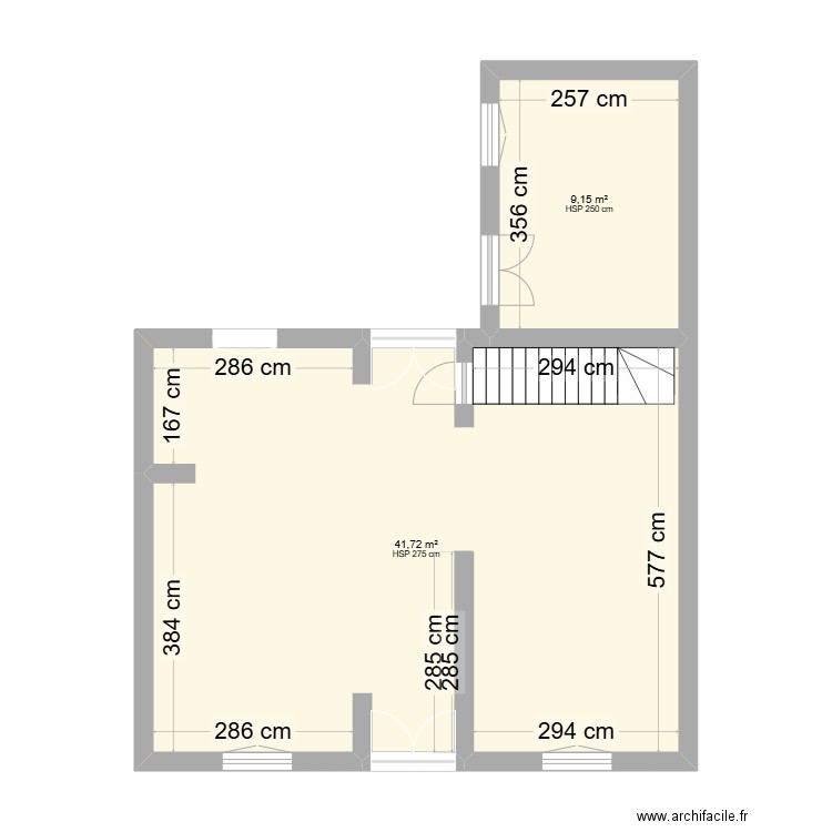 St Vaast. Plan de 2 pièces et 51 m2