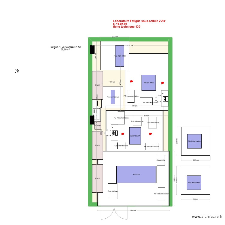 Fatigue sous cellule 2 sous air v1. Plan de 1 pièce et 58 m2