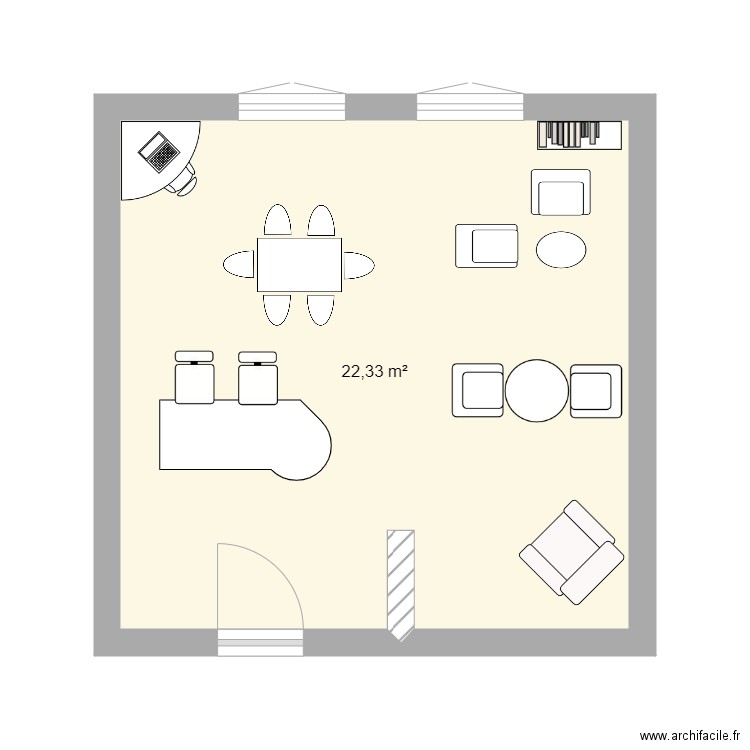 plan salon commun - Plan 1 pièce 22 m2 dessiné par dirlo