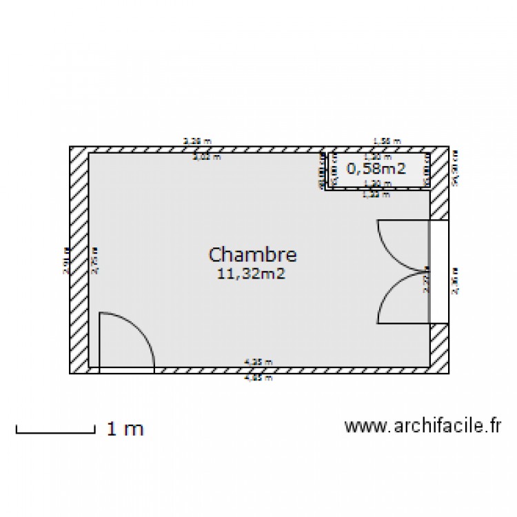 chambre nue. Plan de 0 pièce et 0 m2