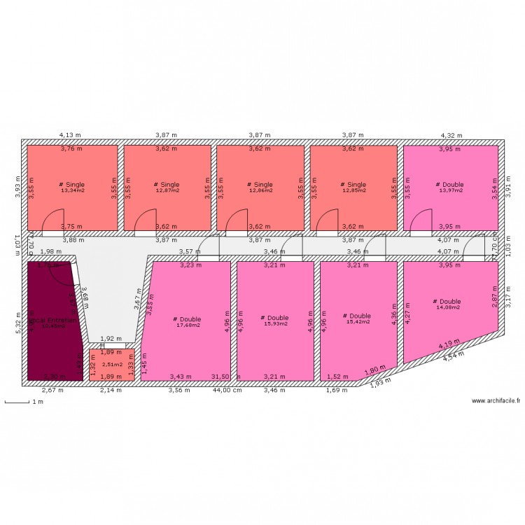 Plan du 1er et 2eme étage de l'hotel. Plan de 0 pièce et 0 m2