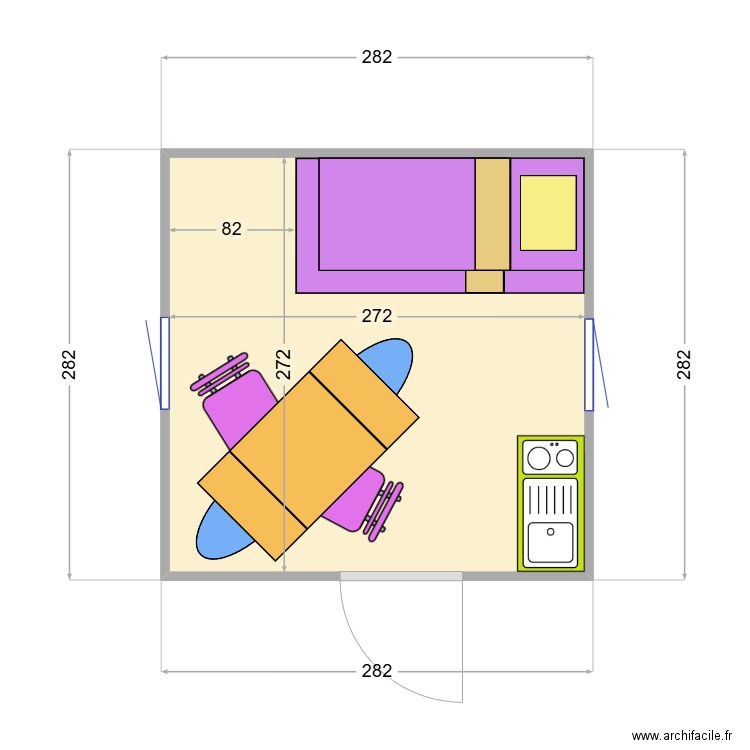 Abri de jardin 03. Plan de 1 pièce et 7 m2