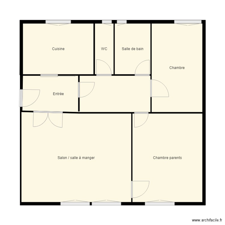 Appart Maquette. Plan de 7 pièces et 73 m2