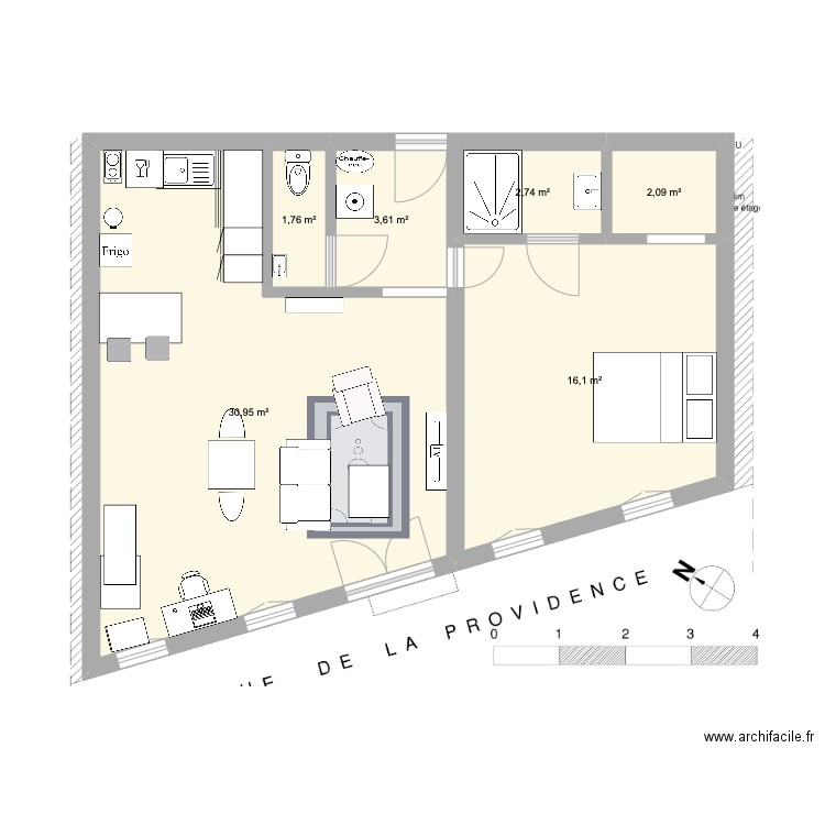 nouvel appart. Plan de 6 pièces et 57 m2