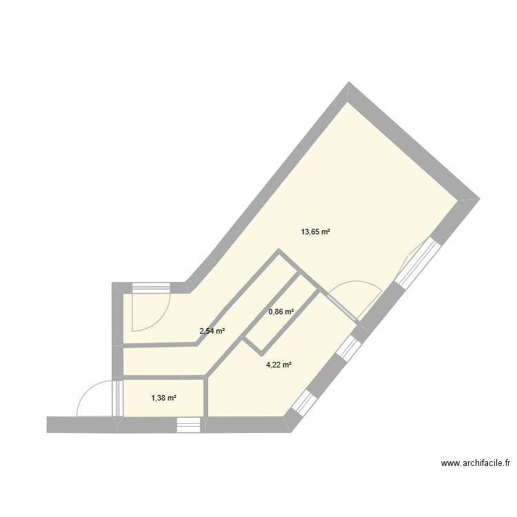 test. Plan de 5 pièces et 23 m2