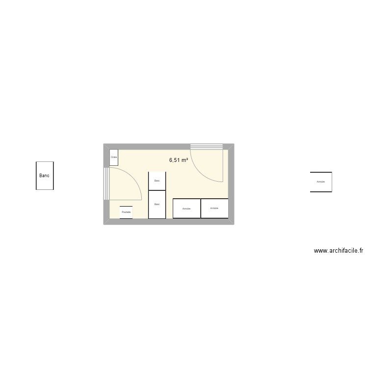 Sasse  . Plan de 1 pièce et 7 m2