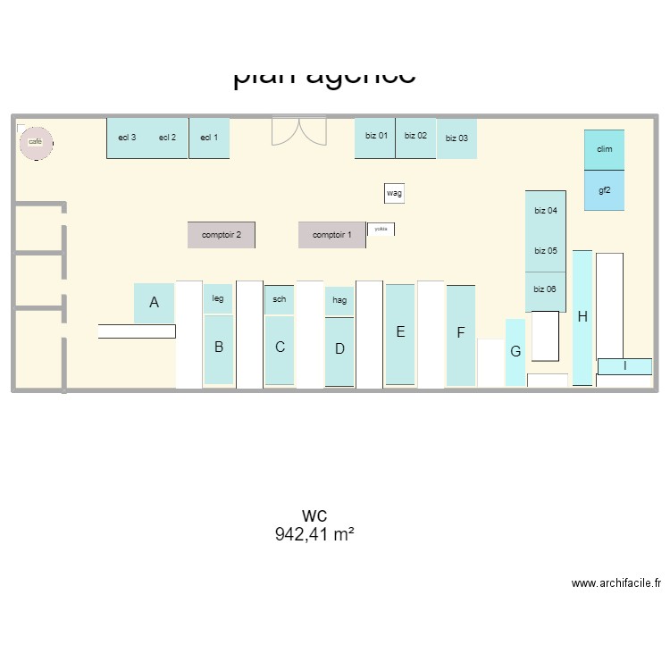 magasin afressage. Plan de 1 pièce et 942 m2