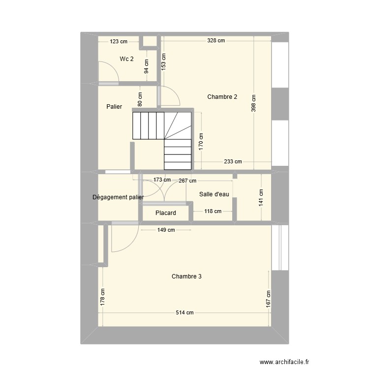 MOREL étage. Plan de 8 pièces et 42 m2