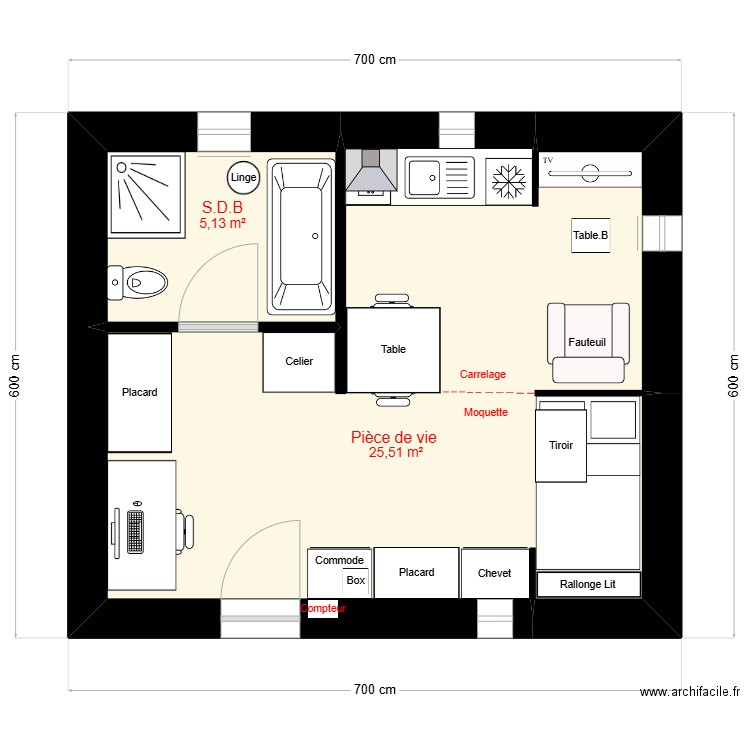 Maison 2. Plan de 2 pièces et 31 m2