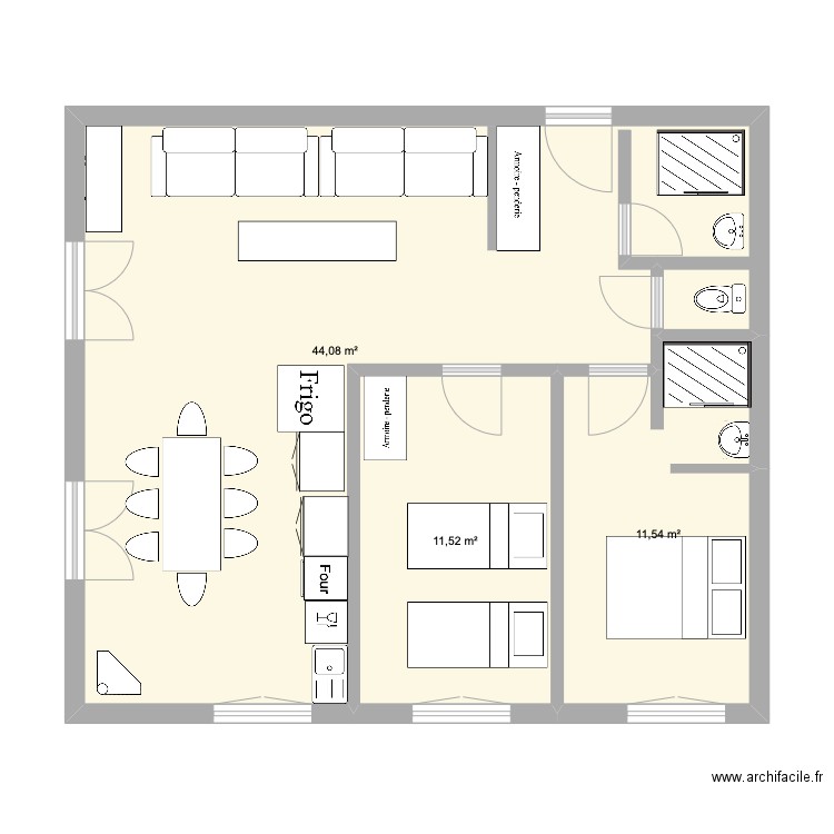 LES GETS 1. Plan de 3 pièces et 67 m2