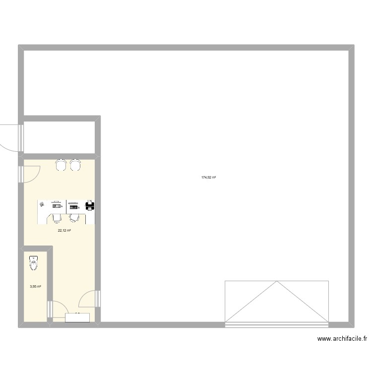 garage. Plan de 3 pièces et 201 m2