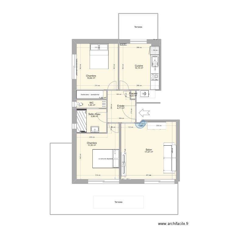 Appartement Le Président. Plan de 9 pièces et 61 m2