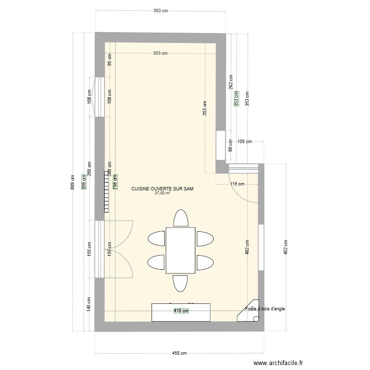 CUISINE VIERGE 2. Plan de 1 pièce et 28 m2