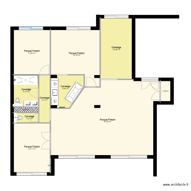 Plan Caluire V1. Plan de 13 pièces et 118 m2