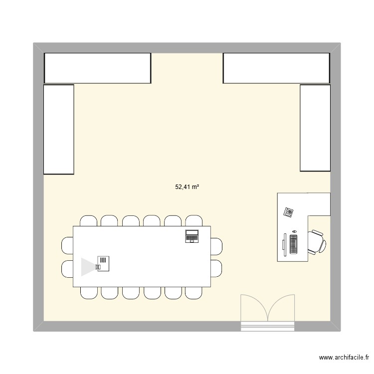 fablab. Plan de 1 pièce et 52 m2